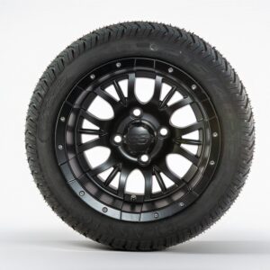 Golf Cart 10" Medusa Black & Chrome Tyre and Rim Package (set 4)