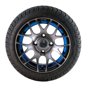 Golf Cart  Pursuit 12"Machined/Blue Tyre and Rim Package (set of 4)